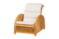 bali & pari Aries Natural Rattan Chaise Lounge Chair with Cushion - Handwoven Wicker Accent Lounger Rolled Backrest and Arms for Living Room or Sunroom