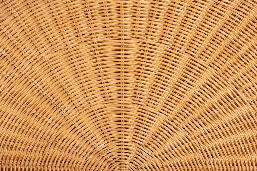 bali & pari Aries Natural Rattan Chaise Lounge Chair with Cushion - Handwoven Wicker Accent Lounger Rolled Backrest and Arms for Living Room or Sunroom