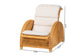 bali & pari Aries Natural Rattan Chaise Lounge Chair with Cushion - Handwoven Wicker Accent Lounger Rolled Backrest and Arms for Living Room or Sunroom