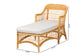 bali & pari Bruno Natural Rattan Chaise Lounge Chair with Cushion - Handwoven Wicker Accent Lounger with Rounded Backrest and Arms for Living Room, Bedroom or Sunroom