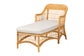 bali & pari Bruno Natural Rattan Chaise Lounge Chair with Cushion - Handwoven Wicker Accent Lounger with Rounded Backrest and Arms for Living Room, Bedroom or Sunroom