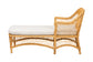 bali & pari Bruno Natural Rattan Chaise Lounge Chair with Cushion - Handwoven Wicker Accent Lounger with Rounded Backrest and Arms for Living Room, Bedroom or Sunroom