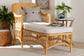 bali & pari Bruno Natural Rattan Chaise Lounge Chair with Cushion - Handwoven Wicker Accent Lounger with Rounded Backrest and Arms for Living Room, Bedroom or Sunroom