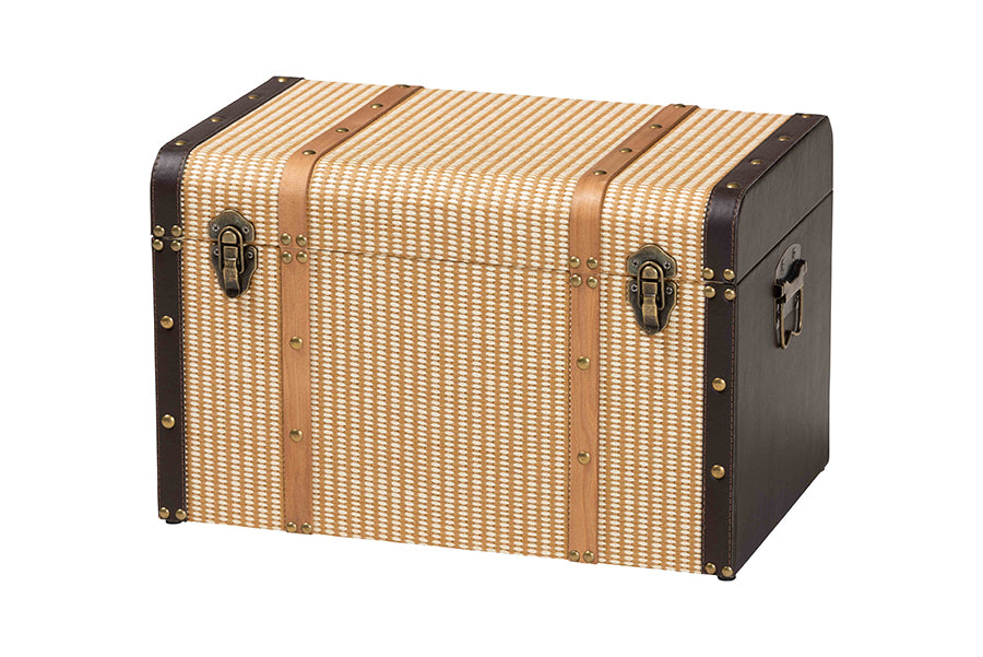 Baxton Studio Manton Storage Trunk - Decorative Storage Chest with Hinged Top and Woven Exterior for Living Room or Bedroom