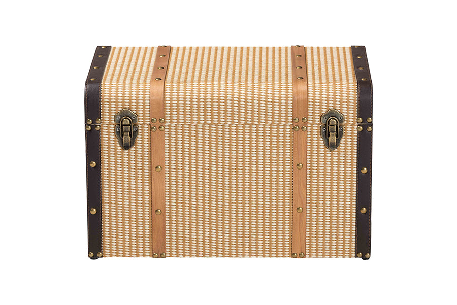Baxton Studio Manton Storage Trunk - Decorative Storage Chest with Hinged Top and Woven Exterior for Living Room or Bedroom