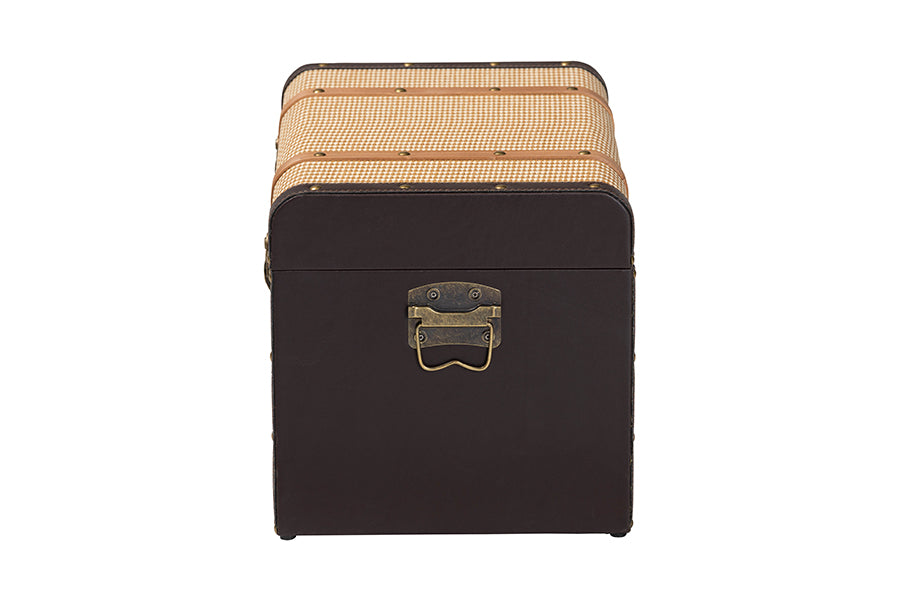 Baxton Studio Manton Storage Trunk - Decorative Storage Chest with Hinged Top and Woven Exterior for Living Room or Bedroom