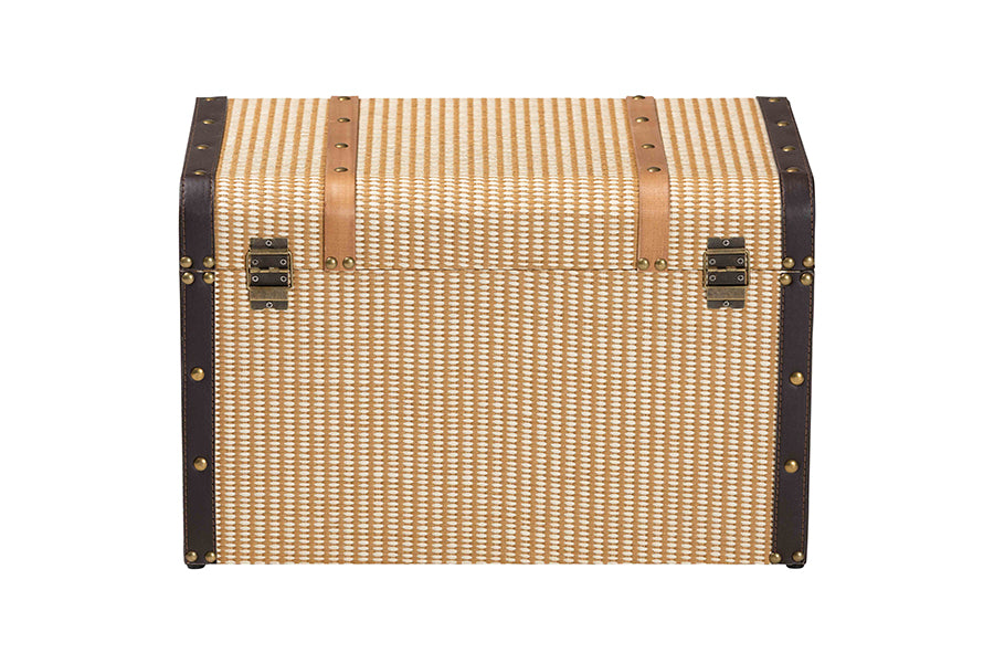 Baxton Studio Manton Storage Trunk - Decorative Storage Chest with Hinged Top and Woven Exterior for Living Room or Bedroom