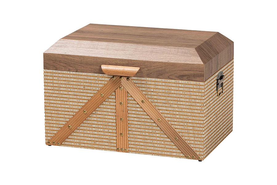 Baxton Studio Kande Storage Trunk - Decorative Storage Chest with Hinged Top and Woven Exterior for Living Room or Bedroom