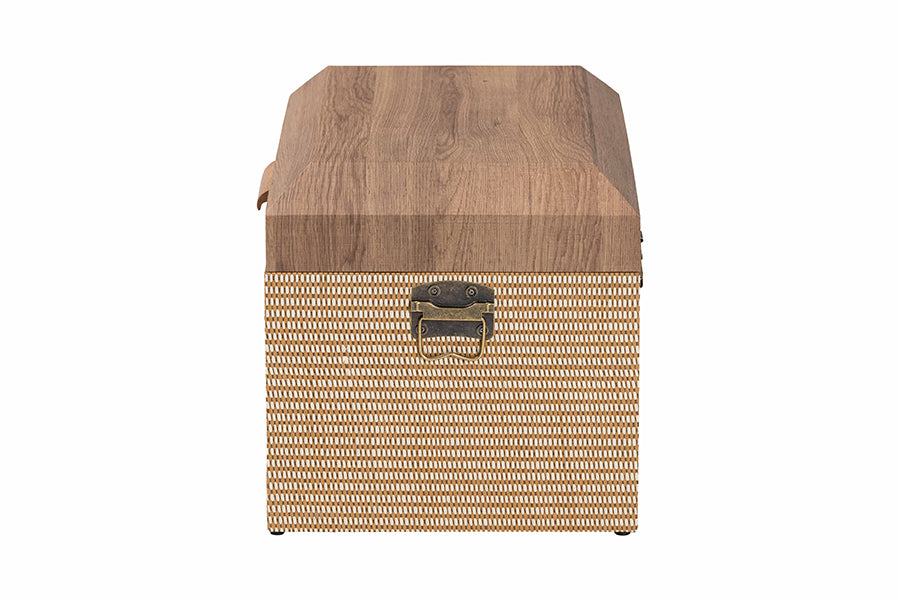 Baxton Studio Kande Storage Trunk - Decorative Storage Chest with Hinged Top and Woven Exterior for Living Room or Bedroom