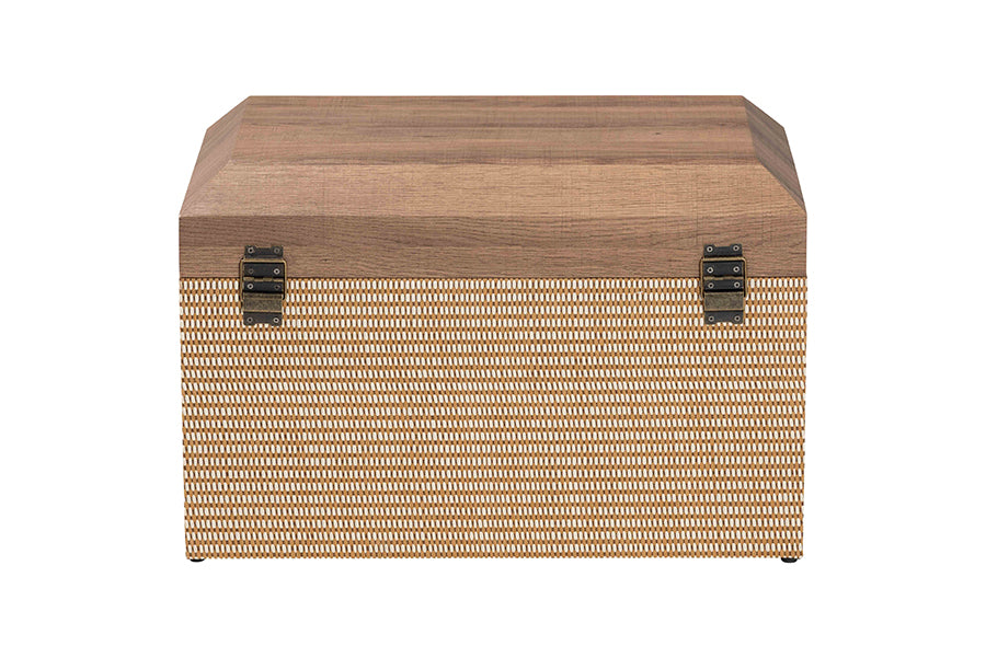 Baxton Studio Kande Storage Trunk - Decorative Storage Chest with Hinged Top and Woven Exterior for Living Room or Bedroom