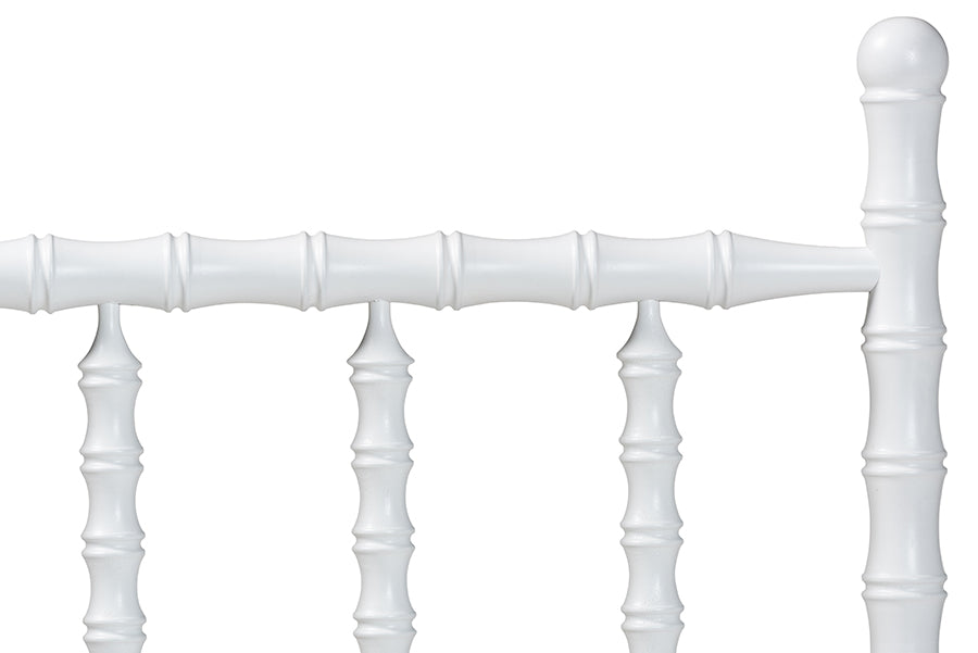 Baxton Studio Edaline Bamboo Motif Headboard - Crafted Wood Panel with Decorative Turned Spindle Design for Boho Costal Bedroom, Twin, White