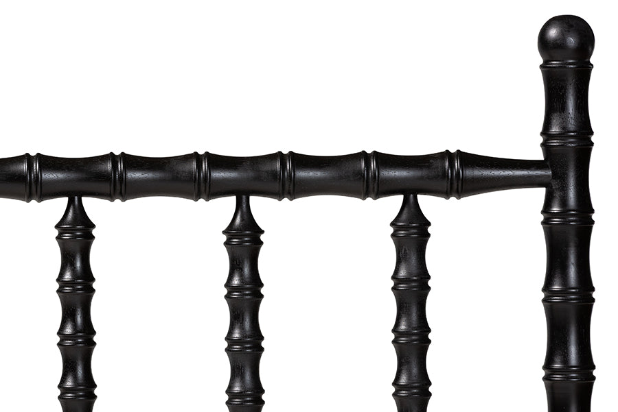 Baxton Studio Edaline Bamboo Motif Headboard - Crafted Wood Panel with Decorative Turned Spindle Design for Boho Costal Bedroom, King, Black