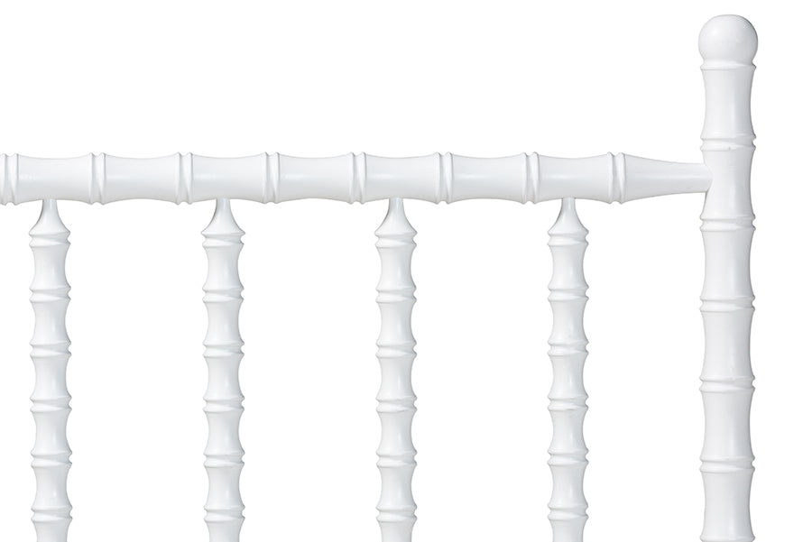 Baxton Studio Edaline Bamboo Motif Headboard - Crafted Wood Panel with Decorative Turned Spindle Design for Boho Costal Bedroom, Queen, White