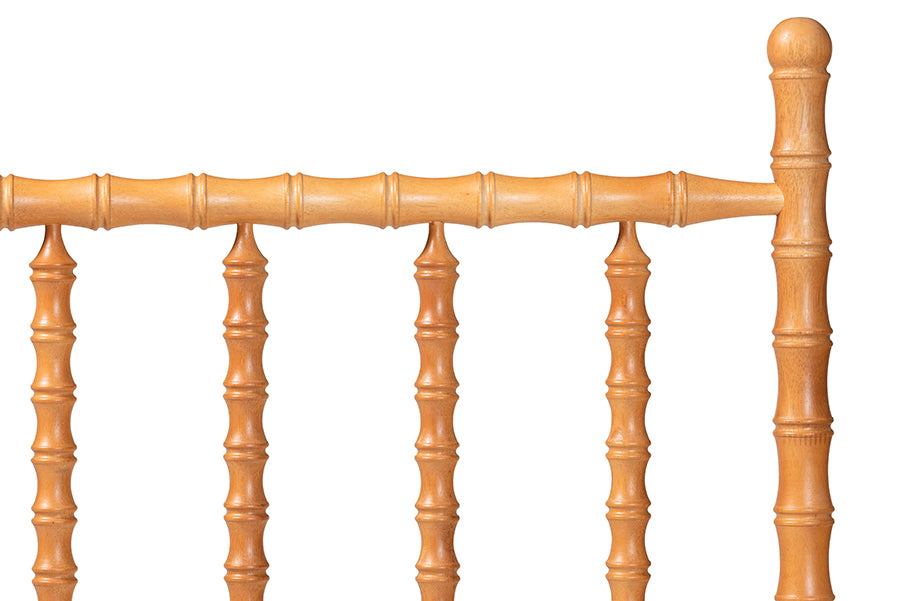 Baxton Studio Edaline Bamboo Motif Headboard - Crafted Wood Panel with Decorative Turned Spindle Design for Boho Costal Bedroom, Queen, Oak Brown