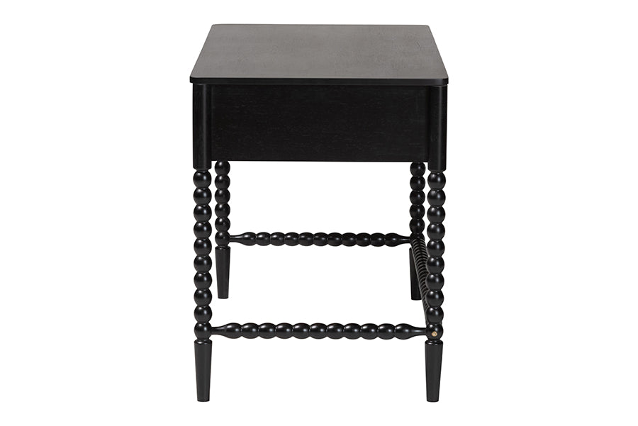 Baxton Studio Lucera Bobbin Writing Desk - 3-Drawer Home Office Desk with Spindle Frame, Black