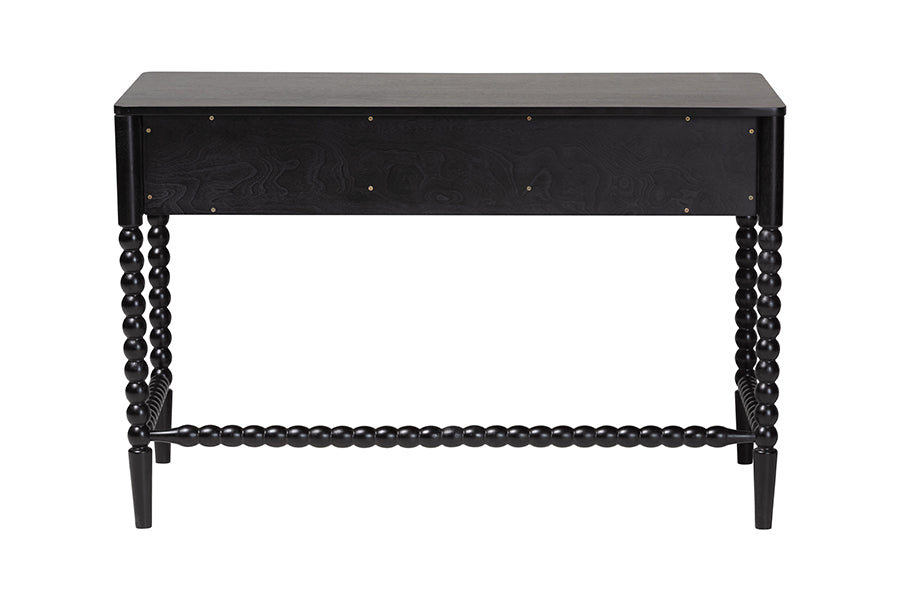 Baxton Studio Lucera Bobbin Writing Desk - 3-Drawer Home Office Desk with Spindle Frame, Black