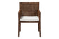 bali & pari Karis Rattan Dining Chair with Cushion - Handwoven Wicker Armchair with Mahogany Wood Frame, Coastal Boho Style Indoor Seating, Antique Coffee