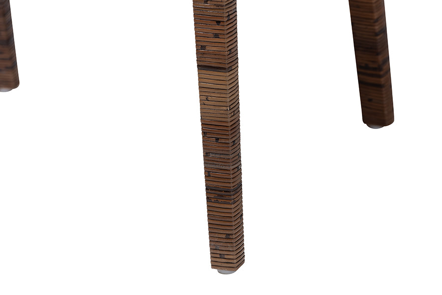 bali & pari Karis Rattan Dining Chair with Cushion - Handwoven Wicker Armchair with Mahogany Wood Frame, Coastal Boho Style Indoor Seating, Antique Coffee