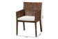 bali & pari Karis Rattan Dining Chair with Cushion - Handwoven Wicker Armchair with Mahogany Wood Frame, Coastal Boho Style Indoor Seating, Antique Coffee