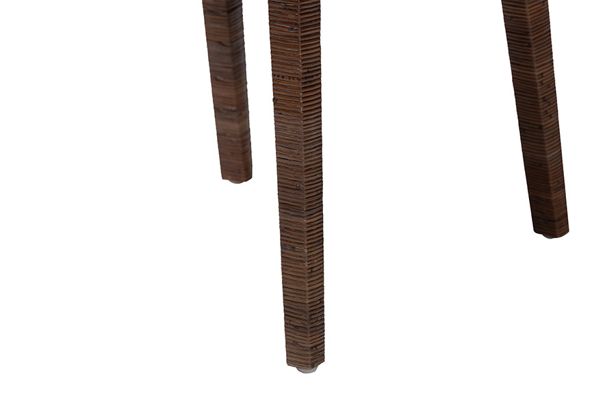 bali & pari Sofia Rattan Dining Chair with Cushion - Handwoven Wicker Side Chair with Mahogany Wood Frame, Coastal Boho Style Indoor Seating, Antique Coffee