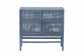 bali & pari Vivan Natural Rattan Storage Cabinet - 2-Tier Handwoven Wicker Accent Cabinet with Double Doors and Elevated Base, Navy Blue