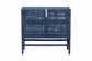 bali & pari Vivan Natural Rattan Storage Cabinet - 2-Tier Handwoven Wicker Accent Cabinet with Double Doors and Elevated Base, Navy Blue