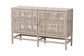 bali & pari Vivan Natural Rattan Storage Cabinet - 2-Tier Handwoven Wicker Accent Cabinet with Double Doors and Elevated Base, French Grey