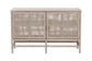 bali & pari Vivan Natural Rattan Storage Cabinet - 2-Tier Handwoven Wicker Accent Cabinet with Double Doors and Elevated Base, French Grey