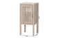 bali & pari Vivan Natural Rattan Nightstand - Handwoven Wicker Accent Bedside Table with Interior Shelving and Elevated Base, French Grey