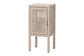 bali & pari Vivan Natural Rattan Nightstand - Handwoven Wicker Accent Bedside Table with Interior Shelving and Elevated Base, French Grey