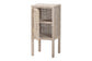 bali & pari Vivan Natural Rattan Nightstand - Handwoven Wicker Accent Bedside Table with Interior Shelving and Elevated Base, French Grey