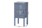 bali & pari Vivan Natural Rattan Nightstand - Handwoven Wicker Accent Bedside Table with Interior Shelving and Elevated Base, Navy Blue