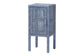 bali & pari Vivan Natural Rattan Nightstand - Handwoven Wicker Accent Bedside Table with Interior Shelving and Elevated Base, Navy Blue