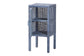 bali & pari Vivan Natural Rattan Nightstand - Handwoven Wicker Accent Bedside Table with Interior Shelving and Elevated Base, Navy Blue