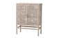 bali & pari Vivan Natural Rattan Storage Cabinet - 3-Tier Handwoven Wicker Accent Cabinet with Double Doors and Elevated Base, French Grey