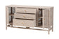 bali & pari Vivan Natural Rattan Storage Cabinet - 3-Drawer Handwoven Wicker Accent Cabinet with Interior Shelving and Elevated Base, French Grey