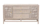 bali & pari Vivan Natural Rattan Storage Cabinet - 3-Drawer Handwoven Wicker Accent Cabinet with Interior Shelving and Elevated Base, French Grey