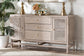 bali & pari Vivan Natural Rattan Storage Cabinet - 3-Drawer Handwoven Wicker Accent Cabinet with Interior Shelving and Elevated Base, French Grey