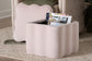 Baxton Studio Paulina Velvet Storage Ottoman - Lid Top Accent Stool with Interior Storage and Scalloped Outline for Bedroom or Living Room, Light Pink