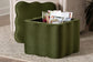 Baxton Studio Paulina Velvet Storage Ottoman - Lid Top Accent Stool with Interior Storage and Scalloped Outline for Bedroom or Living Room, Moss Green