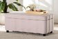 Baxton Studio Paulina Velvet Storage Bench - Lift Top Accent Bench with Interior Storage and Scalloped Outline for Bedroom or Living Room, Light Pink