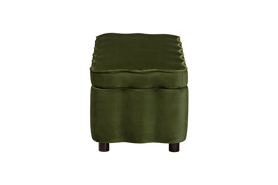 Baxton Studio Paulina Velvet Storage Bench - Lift Top Accent Bench with Interior Storage and Scalloped Outline for Bedroom or Living Room, Moss Green