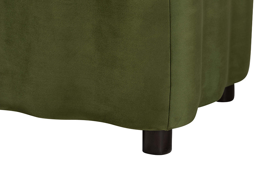 Baxton Studio Paulina Velvet Storage Bench - Lift Top Accent Bench with Interior Storage and Scalloped Outline for Bedroom or Living Room, Moss Green
