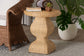 bali & pari Hideo Natural Rattan End Table - Handwoven Wicker Sculptural Accent Table with Pedestal Base