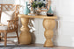 bali & pari Hisao Natural Rattan Checkered Console Table with Sculptural Base