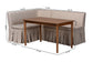 Baxton Studio Reuben 3-Piece Fabric Upholstered Dining Nook Set - Corner Kitchen Dining Banquette Set with Skirted Base, L-Shaped Seating for Small Spaces, Beige