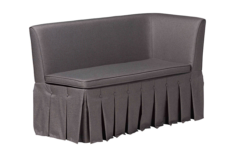 Baxton Studio Meyer 2-Piece Fabric Upholstered Dining Nook Bench Set - Corner Kitchen Banquette Seating with Skirted Base, L-Shaped Breakfast Nook for Small Spaces, Grey