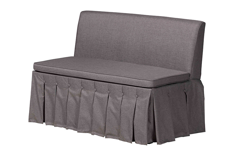 Baxton Studio Meyer 2-Piece Fabric Upholstered Dining Nook Bench Set - Corner Kitchen Banquette Seating with Skirted Base, L-Shaped Breakfast Nook for Small Spaces, Grey