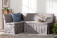 Baxton Studio Meyer 2-Piece Fabric Upholstered Dining Nook Bench Set - Corner Kitchen Banquette Seating with Skirted Base, L-Shaped Breakfast Nook for Small Spaces, Grey