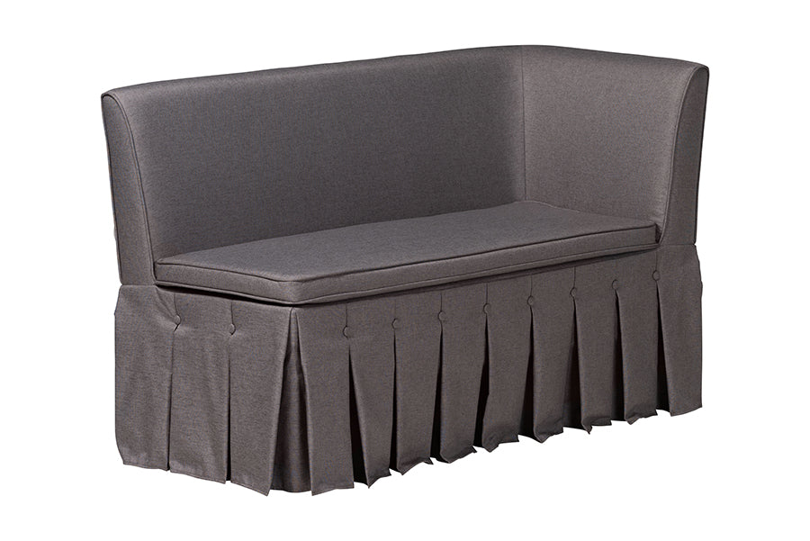 Baxton Studio Reuben 3-Piece Fabric Upholstered Dining Nook Set - Corner Kitchen Dining Banquette Set with Skirted Base, L-Shaped Seating for Small Spaces, Grey